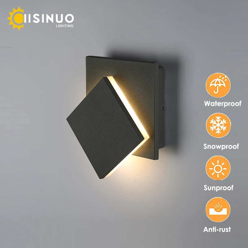 lampe murale led moderne noire ip65 rectangulaire mat 14cm 14cm fixée