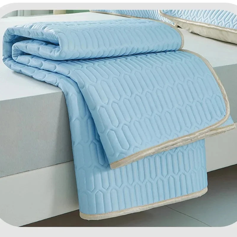 matelas doux bleu clair motif hexagonal texture soie moderne coussin non slip latex
