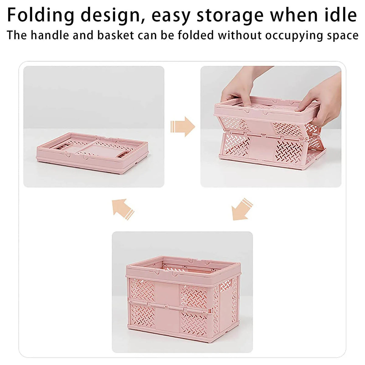 panier pliable orange rose vert moderne poignées détachables grille géométrique opaquet multifonctionnement