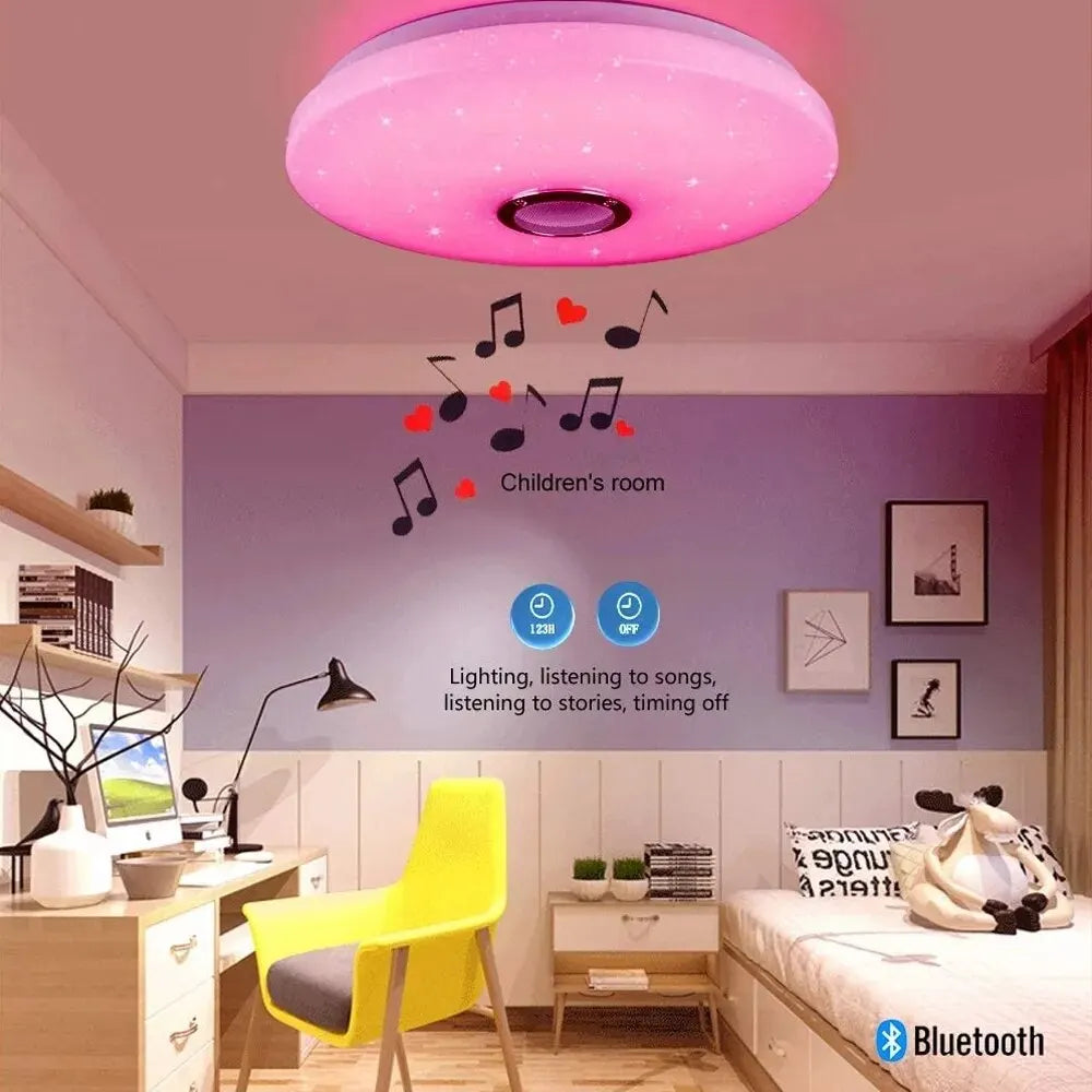 plafonnier led moderne blanc points noirs éclairage rgb télécommande 220v ac musique