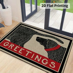 tapis sol antidérapant chien noir greetings rouge vintage