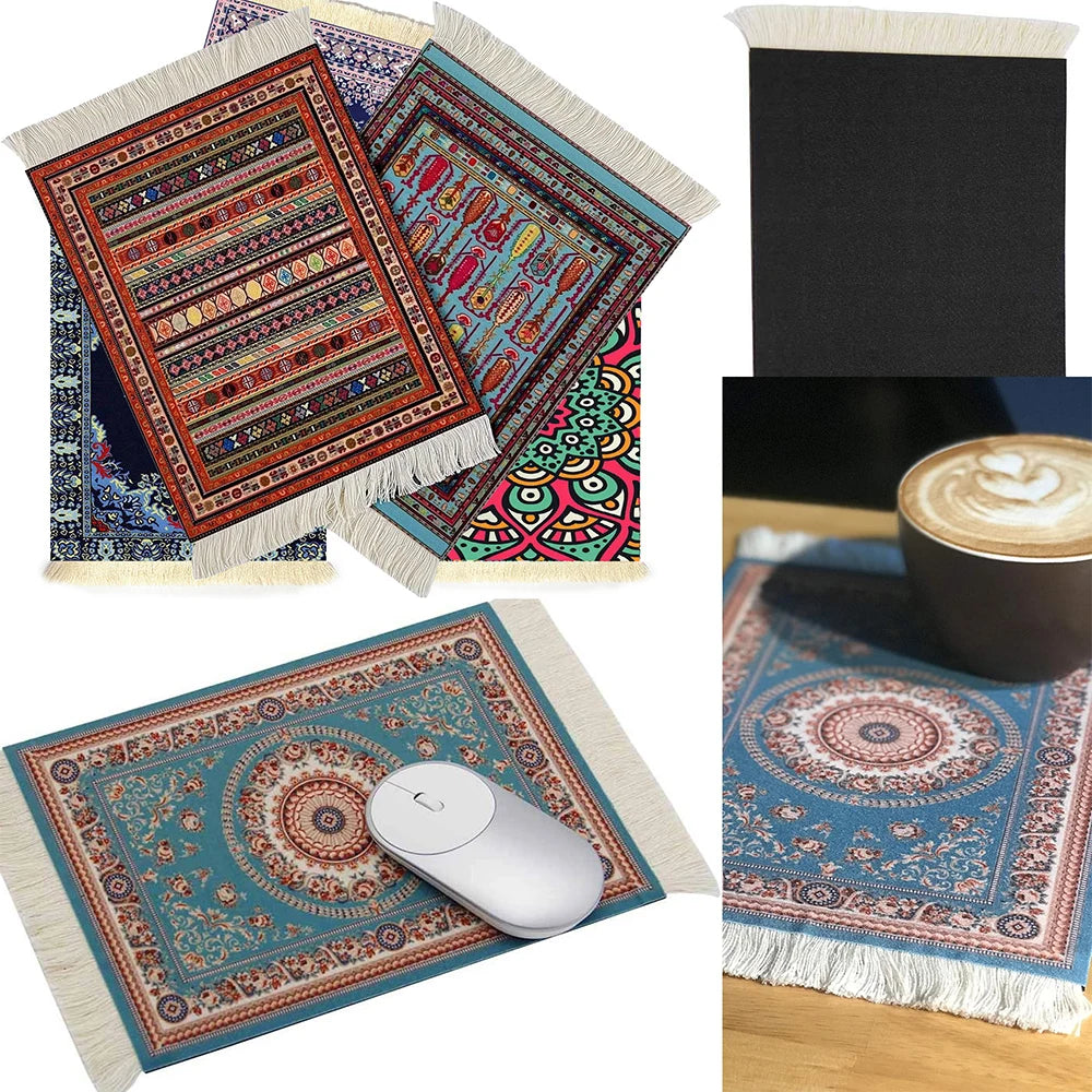 tapis souris motif fleurs persan classique caoutchouc antidérapant informatique bleu
