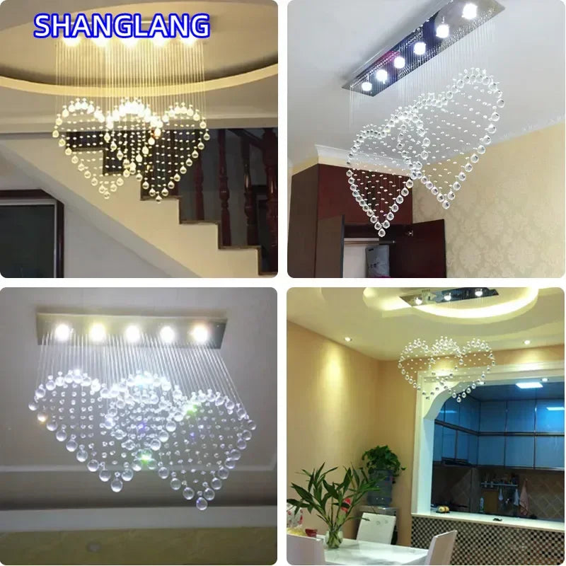 suspension lumineuse moderne coeur transparente salle manger chambre lumière chaude 3000K