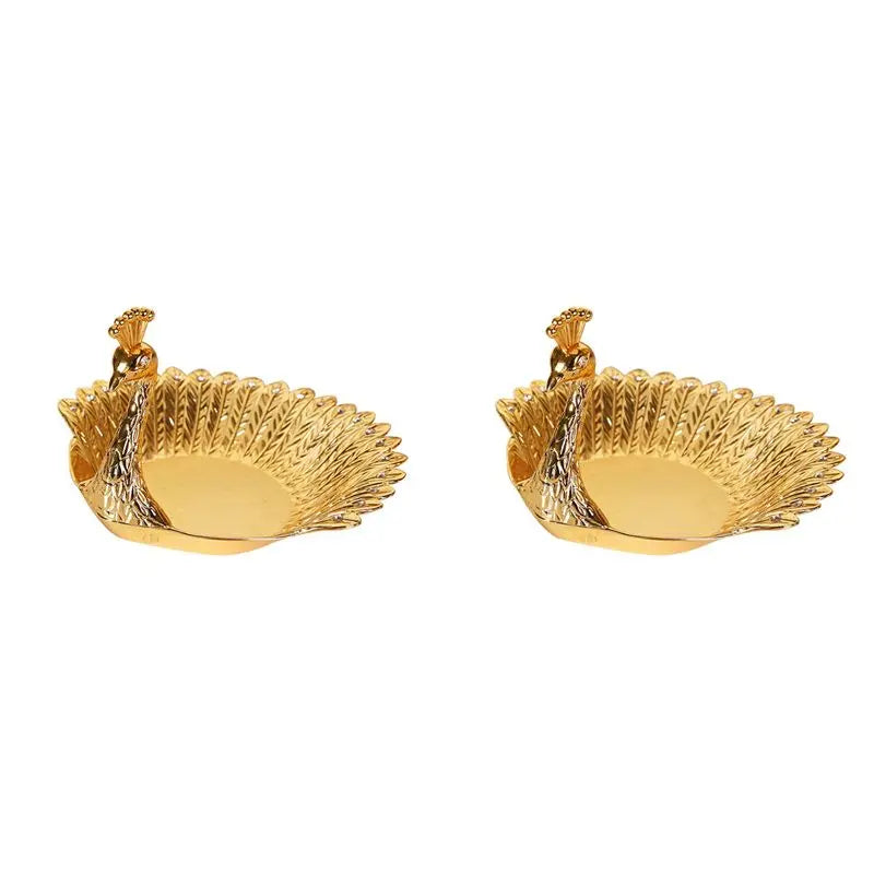 bol décoratif métal doré relief plumes élégant dorées artisanal intérieur serveur collations friandises bijoux