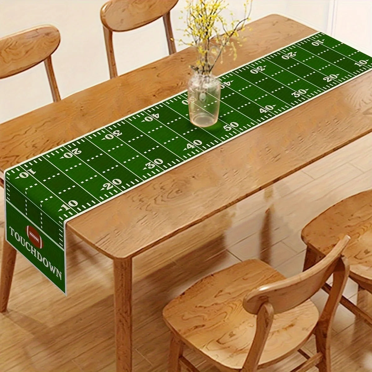 nappe lin terrain football américain imprimé touchdown vert blanc marron rouge