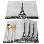 serviettes table imprimées tour eiffel fleurs cerisier moderne rose gris beige