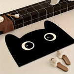 tapis noir chat blanc moderne imperméable antidérapant résistant décoloration sol chambre bain 50x80cm 60x90cm