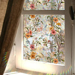 film décoratif fenêtre floral multicolore semi opaque moderne adhésif isolation uv do it yourself