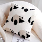 housse coussin brodé chevaux stylisés moderne marron noir blanc 45x45cm polyester adhésif chambre maison