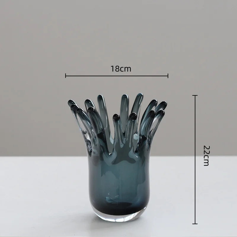 vases modernes marron bleu gris texture organique opaques arrangement table