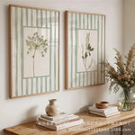 affiche encadrée minimaliste naturelle rayures vertes fleurs séchées 30x40cm 40x50cm 40x60cm 50x70cm 60x80cm 60x90cm