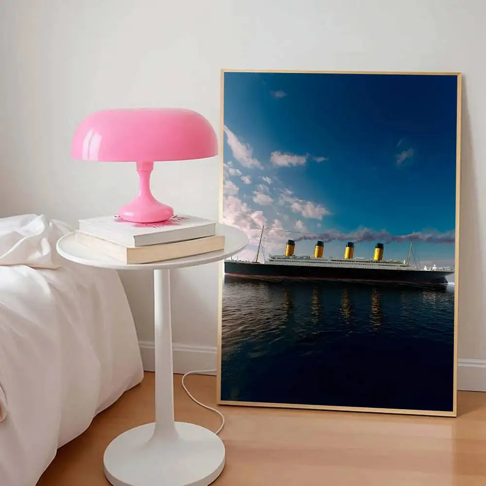 affiches murales titanic bleu noir blanc impressionnistes nuit lumière glace vague cadres