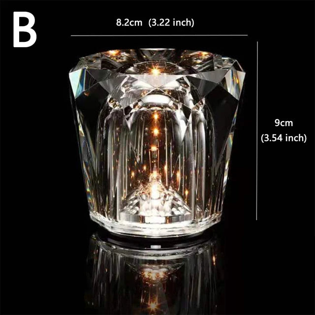 lampe table moderne transparente facettes brillantes élégante chambre coucher ambiance dorée led rechargeable