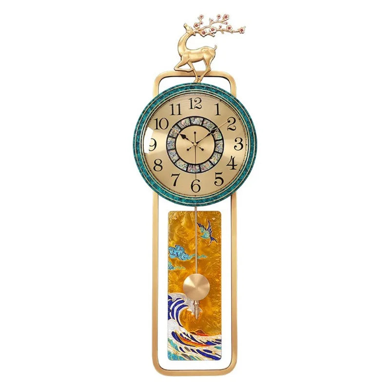 horloge murale moderne or noir figurine cerf abstraite décoration chambre salon