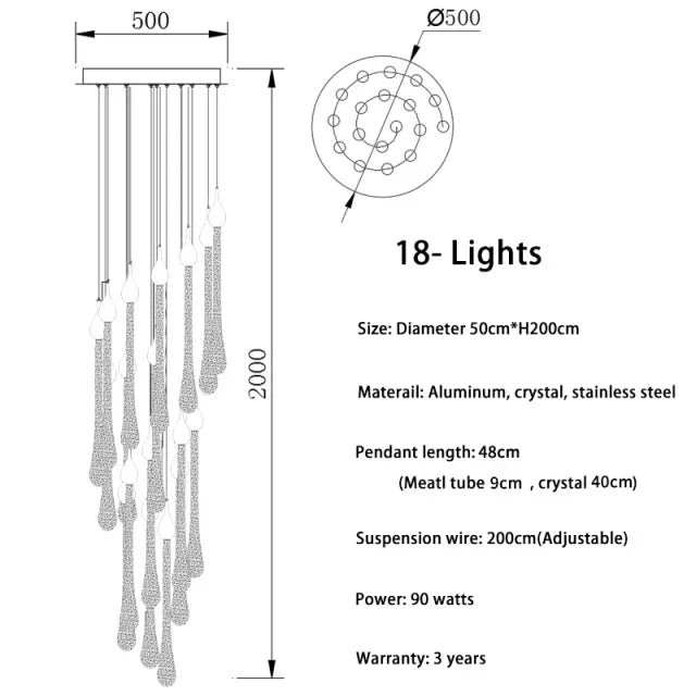 lustre suspension moderne cristal dorées luminaire élégant escalier salon intérieur luxe