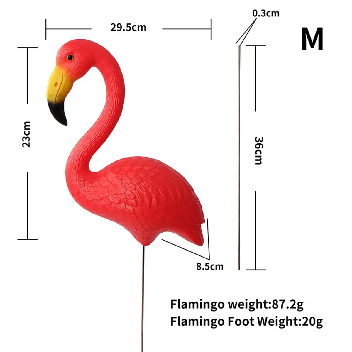 statue flamant rose rouge jardin extérieur décor patio tringle fixée brillante ornementextérieur fêtes