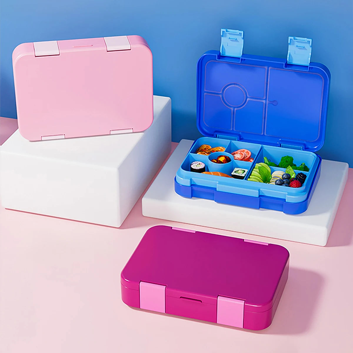 boîte lunch bento rectangulaire compartimentée étanche poignées motifs licornes enfant