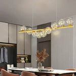 suspension lumineuse moderne boules translucides or blanc cuisine salon chambre
