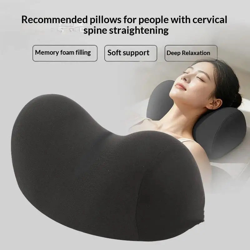 oreiller cervical ergonomique polyester coton rose noir gris massage nuque confortable portable domestique aide