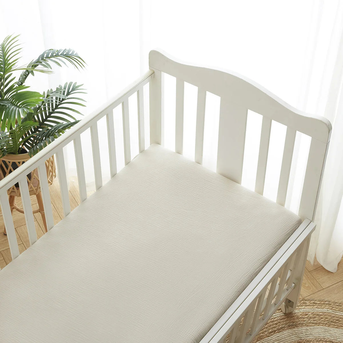 draps lit bébé coton fleurs pois blanc vert rose beige moderne élastique doux maternité