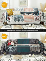 housse canapé réversible polyester multicolore motifs géométriques animaux moderne fleur ornement salon