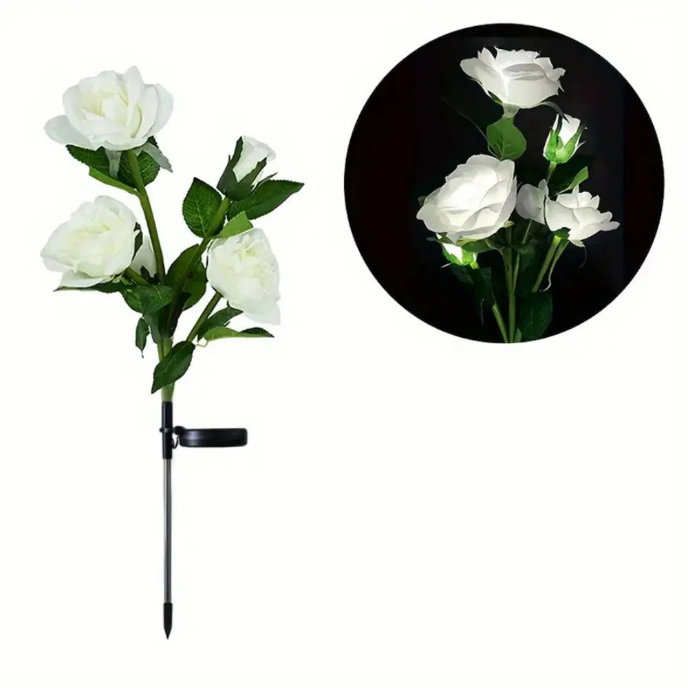 décoration extérieure solaire led rose moderne bouquet lumineux fête saint valentin festive