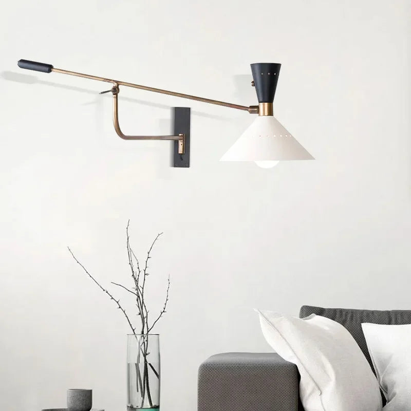 lampe murale moderne or noir oscillante étude chambre cuisine éclairage quotidien led réglable fixée