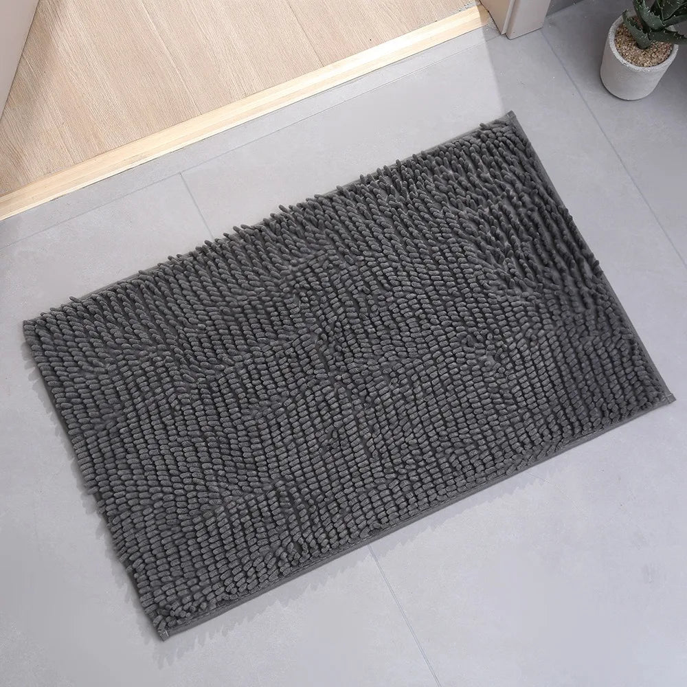 tapis bain polyester anti dérapant lavable machine moderne gris bleu marron texture boules 40x60cm