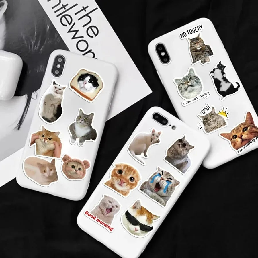 autocollants chats multicolores humoristiques adhésifs 500 pièces stickers mèmes cute
