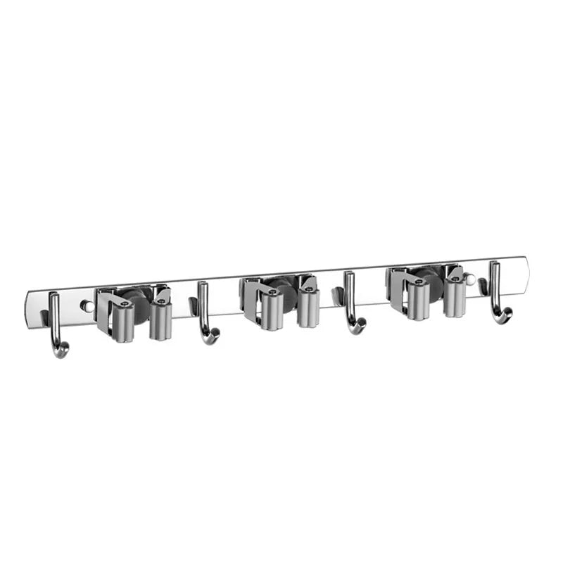 porte balai mural support chrome vert bleu moderne adhésif salle bain rangement outil nettoyage