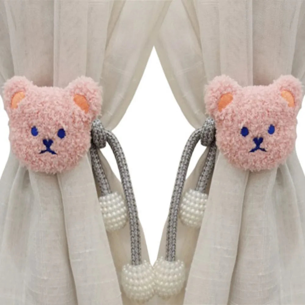 attache cordon fenêtre teddy bear mignon décoration maison tissu doux couleur beige marron clair