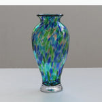 vase translucide motifs bulles couleur bleu vert tulipes décoration table artisanal moderne