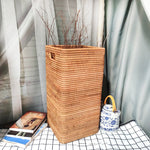 panier rangement tissé rustique marron clair articles divers entrée maison