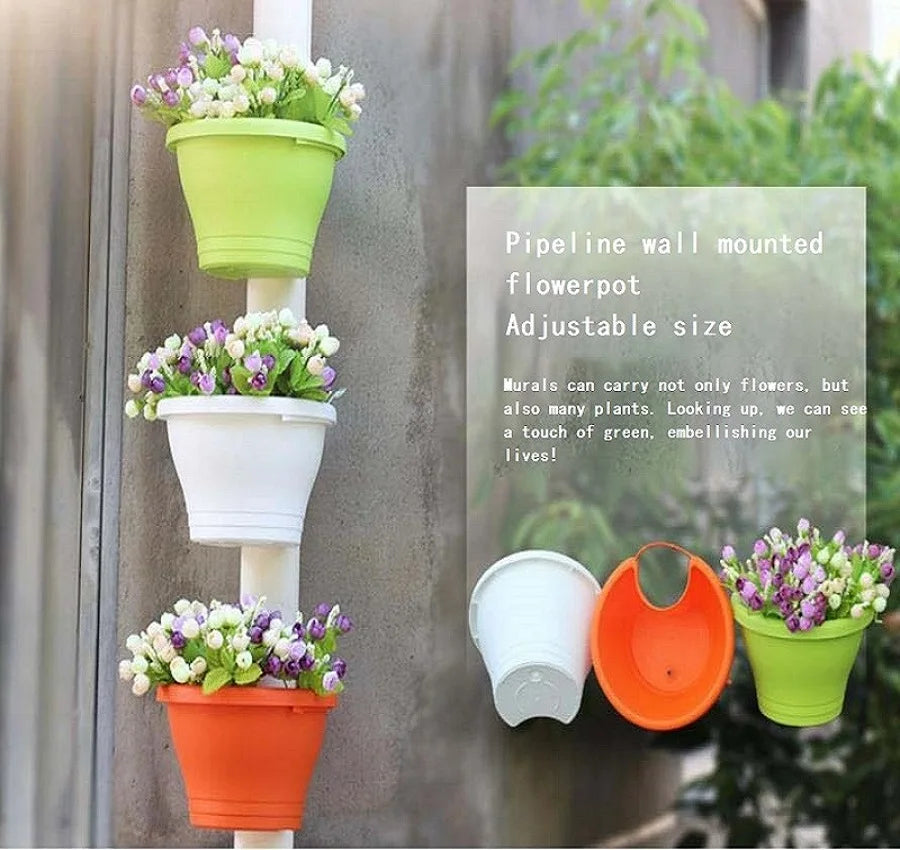 pots fleurs suspendus muraux plastique orange blanc vert réglables moderne minimaliste