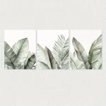 affiche imprimée toile feuilles tropicales minimaliste naturel clips fixation abstrait sans cadre vert clair