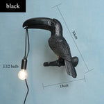 lampe oiseau résine blanc noir moderne fixée mur éclairage chambre cuisine salle manger