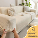 housse canapé élastique motif géométrique polyestère beige traditionnel maison fixations inclusesModule:semicolon