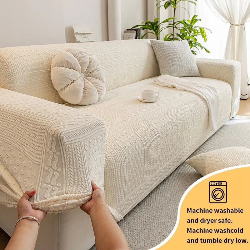 housse canapé élastique motif géométrique polyestère beige traditionnel maison fixations inclusesModule:semicolon