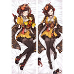 coussin anime jaune noir rouge blanc floral satiné traditionnel japonais zip poche intérieure 40x60cm