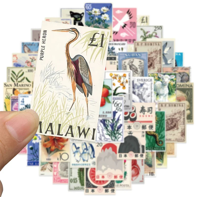 tasses blancs illustrées timbres classiques 50 pièces collection vintage étanche autonomes