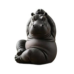 statue hippopotame noir résine texture mat réaliste maison 6.5cm 7cm 5.5cm