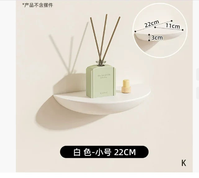 étagère murale bois naturel moderne diffuseurs parfums vert beige