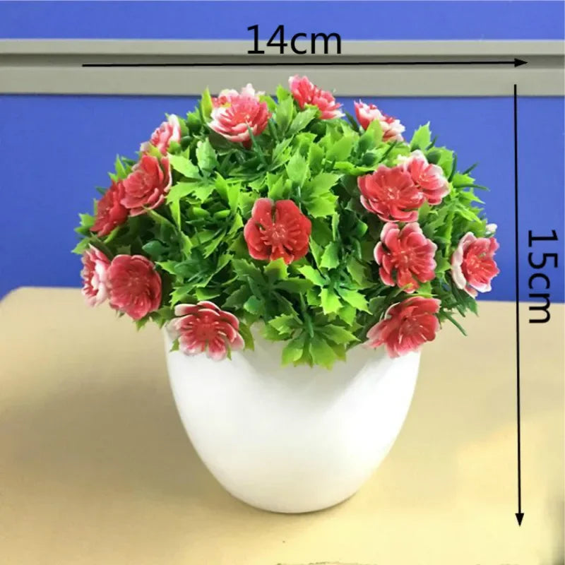 décoration intérieure pot fleurs artificielles bonsaï moderne blanc rouge violet jaune