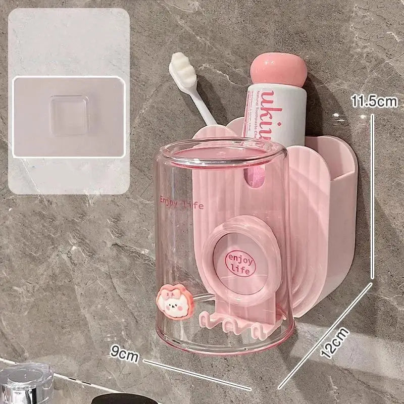 organisateur salle bain brosses dents dentifrice coupes animaux mignons moderne minimaliste transparent adhésif