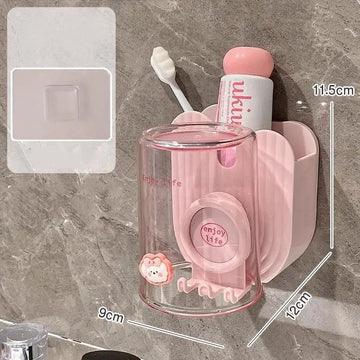 organisateur salle bain brosses dents dentifrice coupes animaux mignons moderne minimaliste transparent adhésif