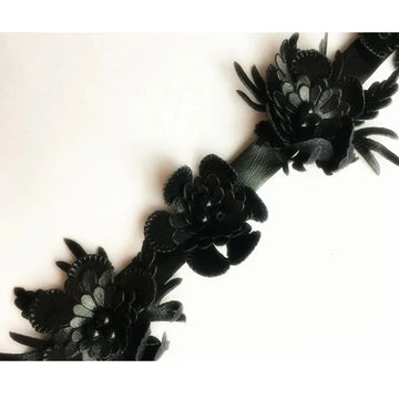 ruban décoratif polyester dentelle fleurs blanc noir bleu clair doré élégant couture bricolage costume