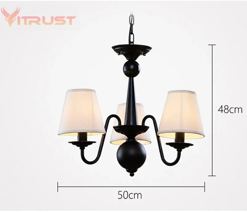 lustre fer noir classique abat jour blancs interrupteur bouton verre dépoli