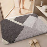 tapis bain antidérapant polyester moderne gris blanc orange marron géométrique floral salle bain cuisine