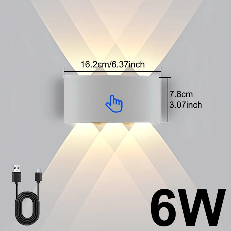 lampe murale led moderne noire interrupteur tactile charge usb chambre cuisine