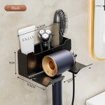 support mural moderne séchoir cheveux brosse crème rasoir fixé adhésif noir beige opaque